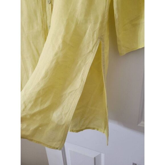 Eileen fisher Irish Liene Yellow Long Shirt M - Picture 5 of 9
